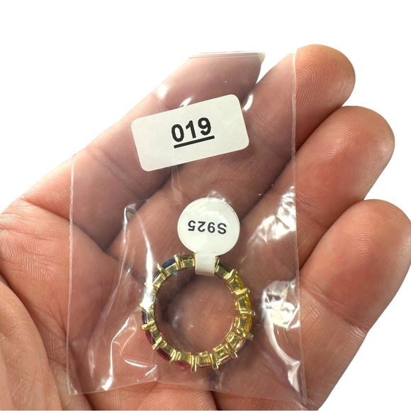 GM CN 925 Sterling Silver 6.5 mm Rainbow CZs Eternity Ring Size 7 Gay Pride New - Picture 12 of 16